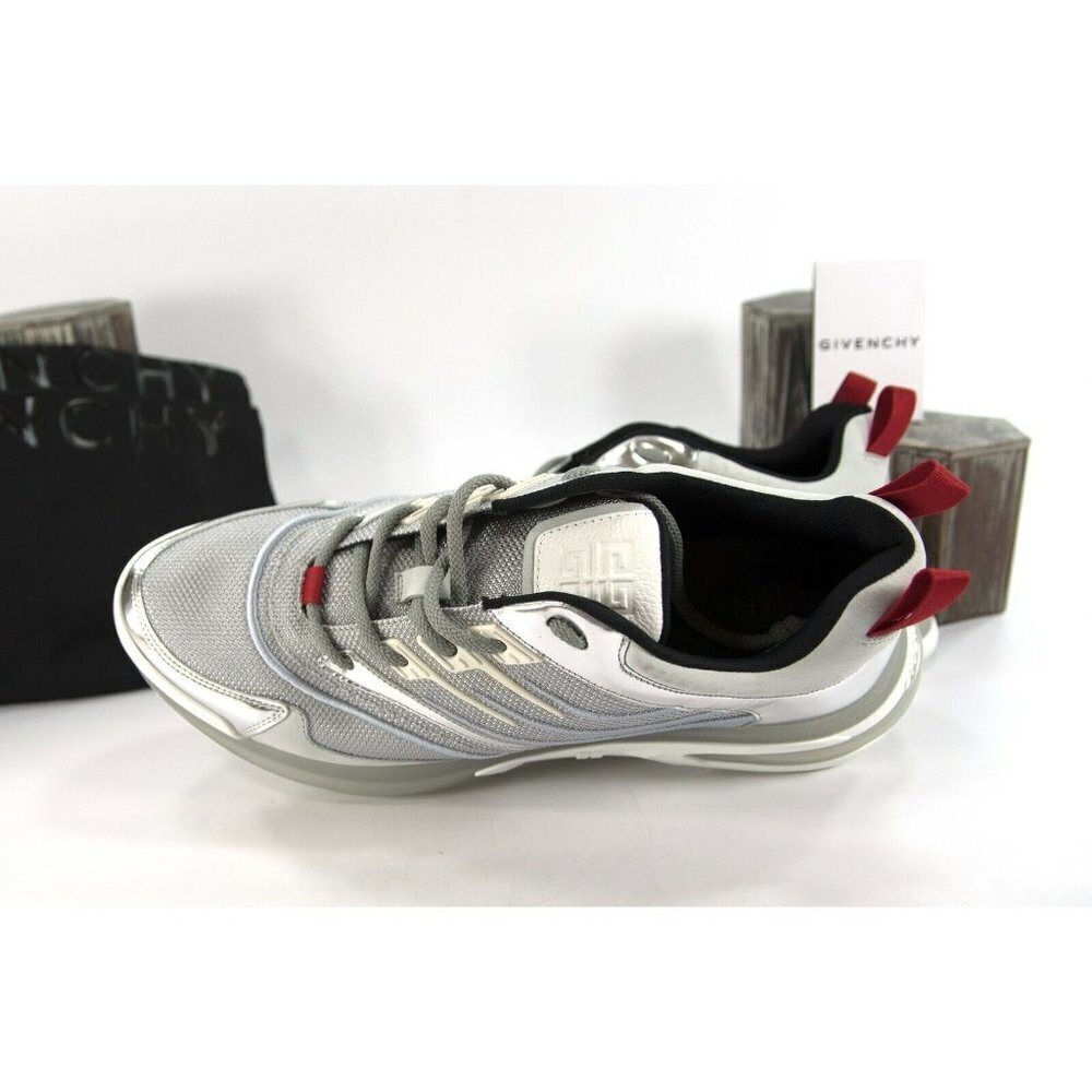 Givenchy Mens GIV 1 Silver Metallic Calf Leather Sneakers 46 NIB - Picture 11 of 12